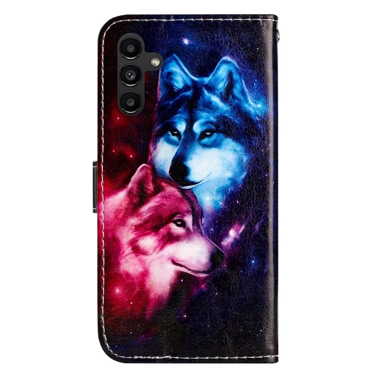 Für Samsung Galaxy A16 5G / A16 4G Wallet Case Printed Pattern Design Leder-Handyhülle - Paar Wolf