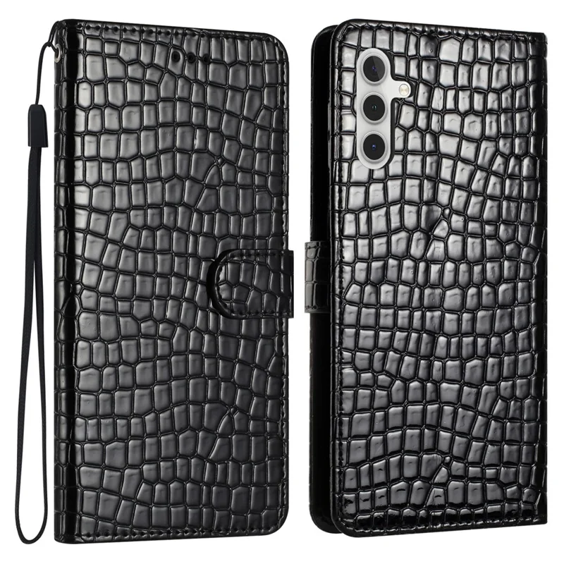For Samsung Galaxy A16 5G / A16 4G Case Classic Crocodile Pattern PU Leather Phone Cover - Black