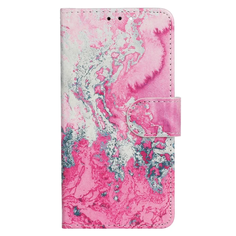 For Samsung Galaxy A16 5G / A16 4G Case Pattern PU Leather Flip Phone Cover - Pink Seawater Marble