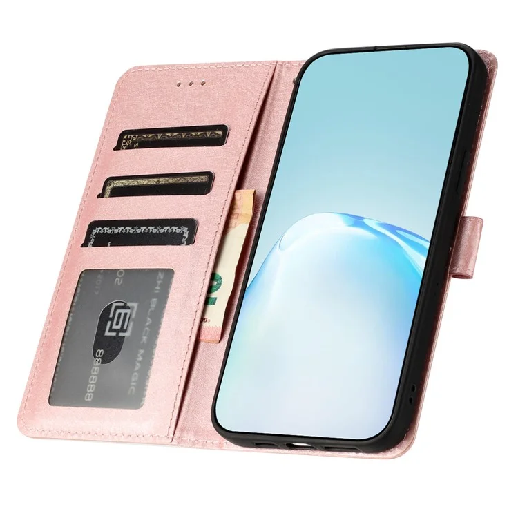 Pour Samsung Galaxy A16 5G / A16 4G Wallet Case Leather Folio Phone Cover Magnetic Clasp - Rose Gold