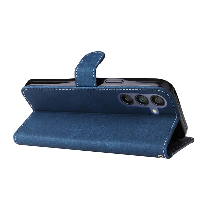 For Samsung Galaxy A17 5G / A17 4G / A26 5G / A16 5G / A16 4G Case Flip Wallet Leather Phone Cover 3 Color Splicing - Blue