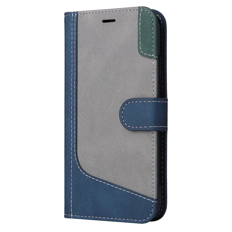 For Samsung Galaxy A17 5G / A17 4G / A26 5G / A16 5G / A16 4G Case Flip Wallet Leather Phone Cover 3 Color Splicing - Blue