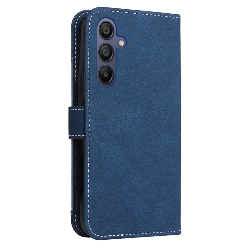 For Samsung Galaxy A17 5G / A17 4G / A26 5G / A16 5G / A16 4G Case Flip Wallet Leather Phone Cover 3 Color Splicing - Blue