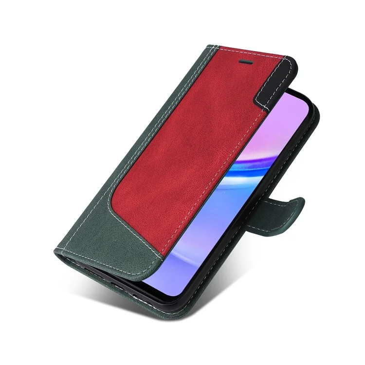For Samsung Galaxy A17 / A26 5G / A16 5G / A16 4G Case Flip Wallet Leather Phone Cover 3 Color Splicing - Green