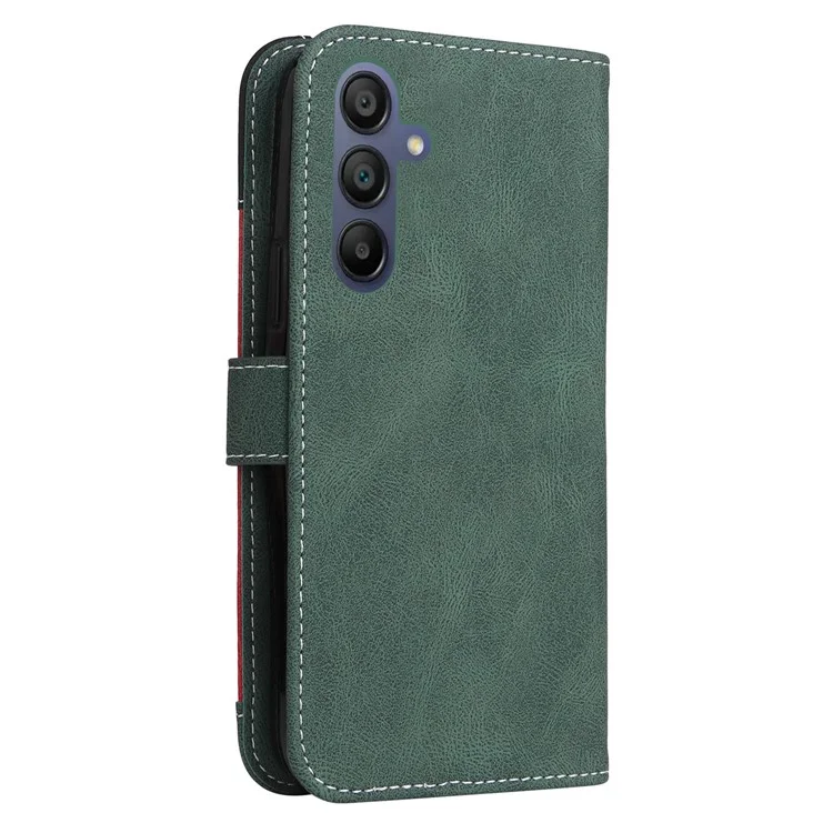 For Samsung Galaxy A17 / A26 5G / A16 5G / A16 4G Case Flip Wallet Leather Phone Cover 3 Color Splicing - Green