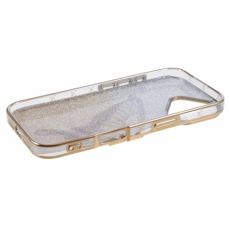 Für iPhone 16 Case Quicksand Butterfly TPU Handyhülle mit Glaslinsenfilm - Gold