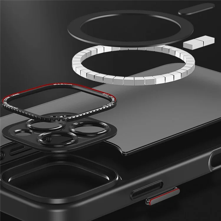 Para Iphone 16 Pro Max Case PC + TPU Teleping Back Cover Compatível Com MagSafe - Preto