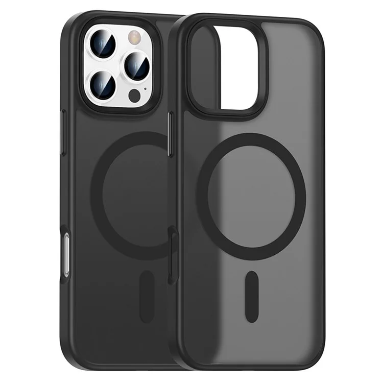 For iPhone 16 Pro Max Magnetic Case Compatible with MagSafe PC+TPU Phone Cover - Black