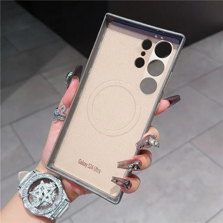 Für Samsung Galaxy S24 Ultra Magnetische Hülle Camouflage-Muster Stoßfest PC+PU Handyhülle - Titanium Grey