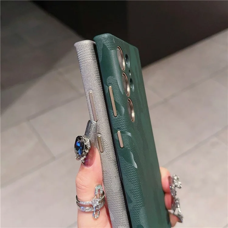 Für Samsung Galaxy S24 Ultra Magnetische Hülle Camouflage-Muster Stoßfest PC+PU Handyhülle - Titanium Grey