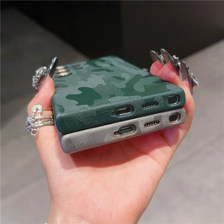 Für Samsung Galaxy S24 Ultra Magnetische Hülle Camouflage-Muster Stoßfest PC+PU Handyhülle - Titanium Grey