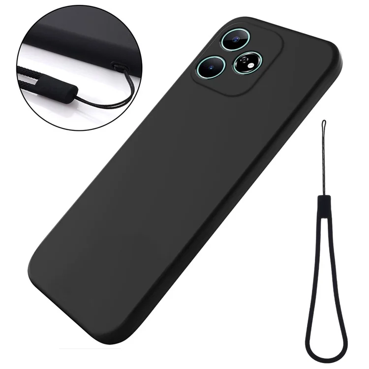 For ZTE Axon 60 (ZTE Blade V60) Neo Case Anti-Drop Liquid Silicone Phone Cover with Strap - Black
