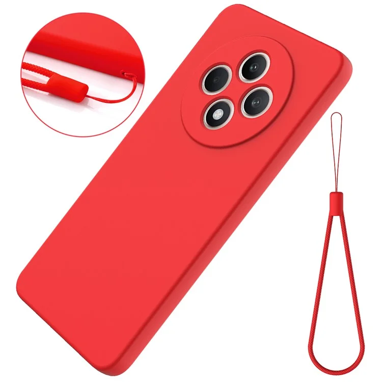 Para Oppo Reno12 F 5G (Oppo Reno12 FS) Neo Case Anti-Drop Liquid Silicone Phone Cover with Strap - Rojo