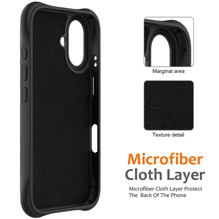 Pour Iphone 16 Plus Case Compatible Avec Magsafe Ripple Texture Liquid Silicone Protective Cover Avec Sangle - Noir