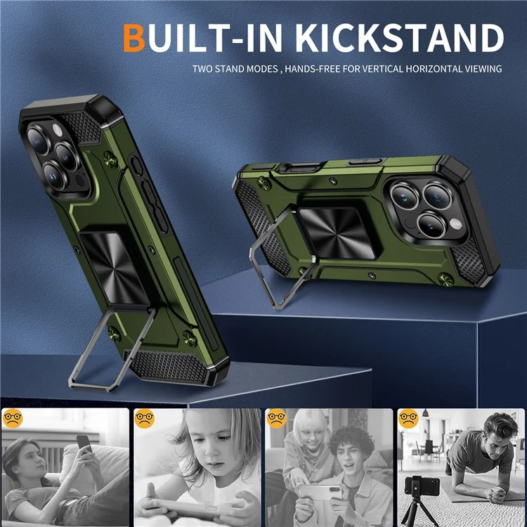 Para Iphone 16 Pro Case Militar Military Anti-Drop TPU+PC Teléfono Shell - Verde Del Ejército