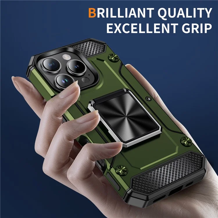 Para Iphone 16 Pro Case Militar Military Anti-Drop TPU+PC Teléfono Shell - Verde Del Ejército
