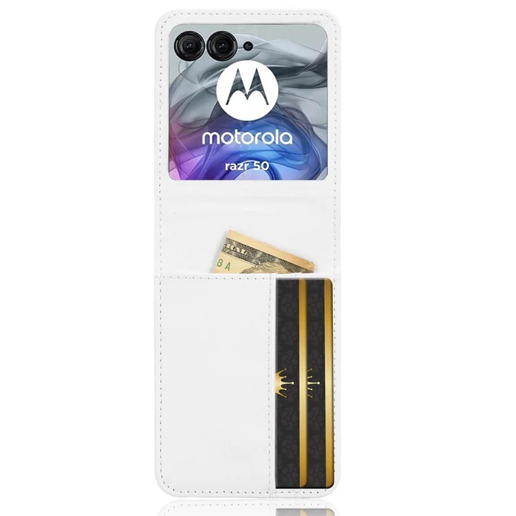Para Motorola Razr 50 5G Case PU Leather+PC Tarjeta de pc Cover Cubierta de Teléfono Móvil - Blanco