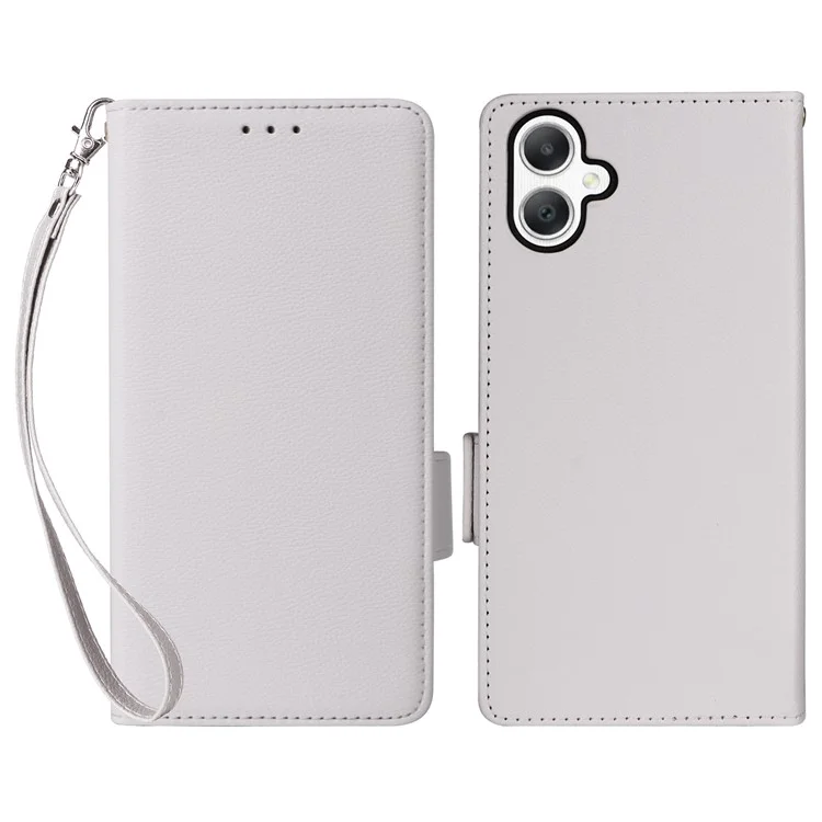 Para Samsung Galaxy A06 Case Litchi Textura PU Carteira de Couro Capa - Branco