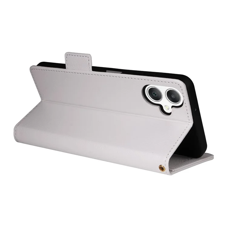 Para Samsung Galaxy A06 Case Litchi Textura PU Carteira de Couro Capa - Branco