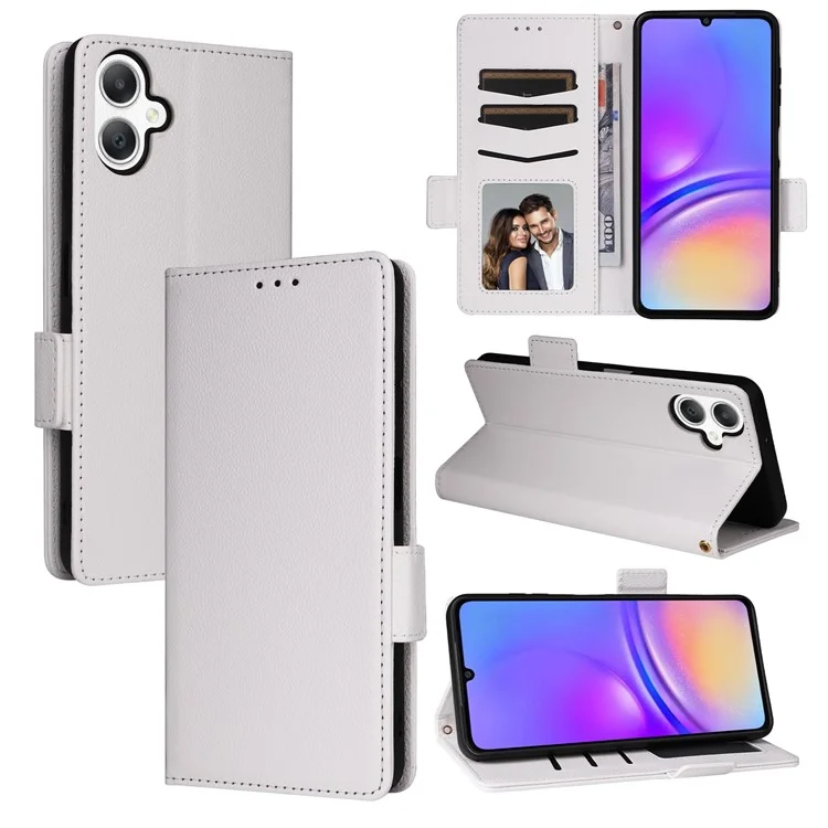 Para Samsung Galaxy A06 Case Litchi Textura PU Carteira de Couro Capa - Branco
