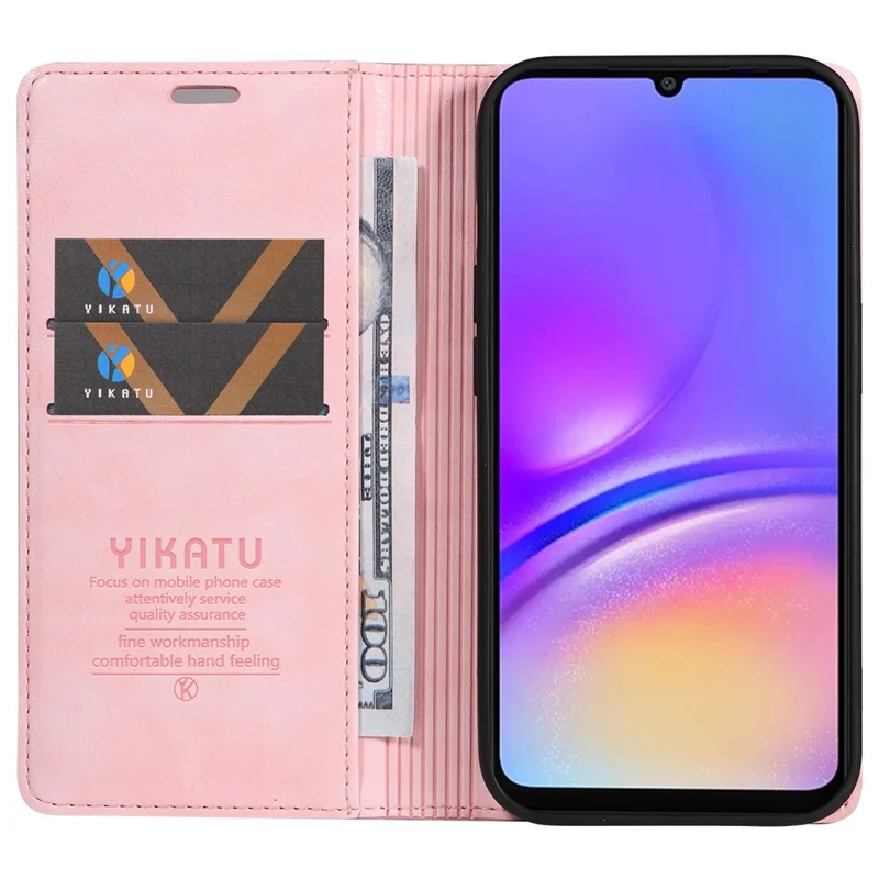 YIKATU YK-006 Per Samsung Galaxy A06 Custodia Portafoglio Pelle Grana Litchi Custodia per Telefono Magnetica Auto-Absorbed - Pink