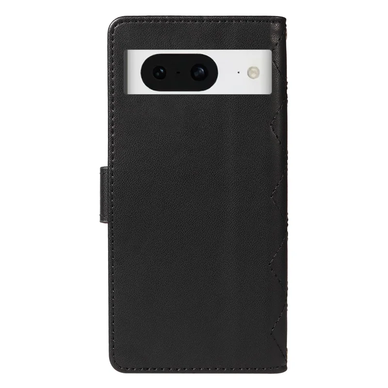 Für Google Pixel 8 Case Wallet Rhombus Leder Telefonhülle mit Schultergurt, Handgelenksband - Schwarz