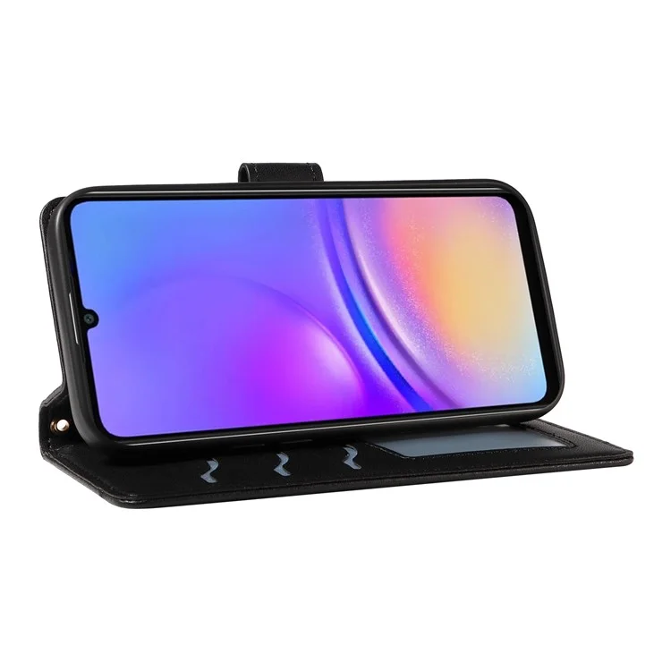 Для Samsung Galaxy A06 Case Wallet Rombus Кожаный Телефон с Плечевым Ремнем, Запястье - Черный