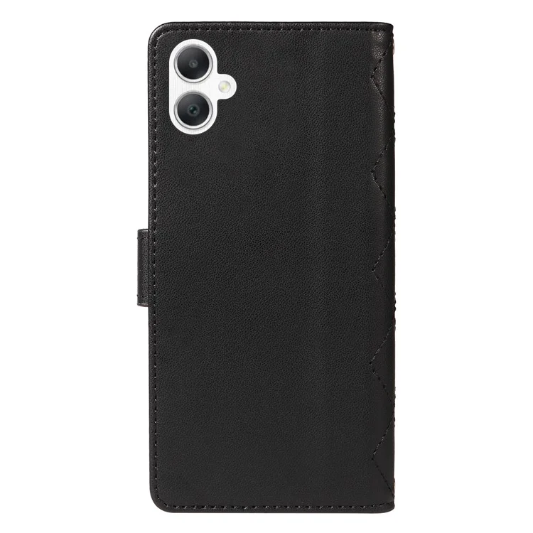 Для Samsung Galaxy A06 Case Wallet Rombus Кожаный Телефон с Плечевым Ремнем, Запястье - Черный