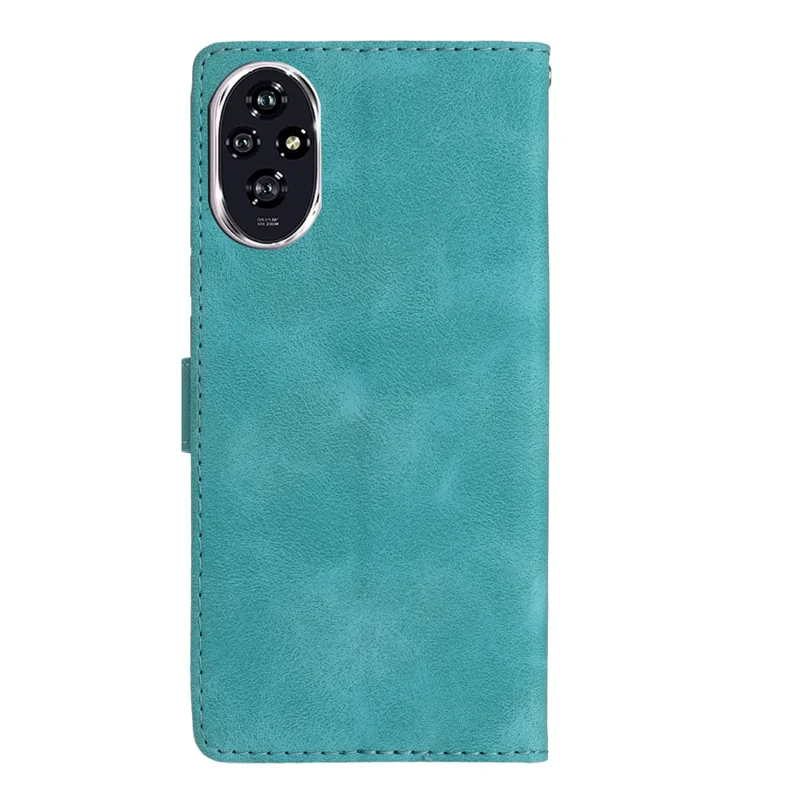 For Honor 200 Pro 5G Case Leather Imprinted Flower Phone Cover Wallet with Wrist Strap - Sky Blue