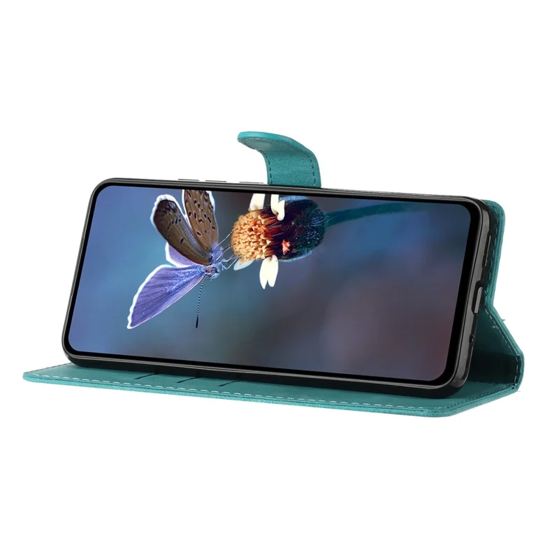 For OnePlus Nord 4 Case Leather Imprinted Flower Phone Cover Wallet with Wrist Strap - Sky Blue