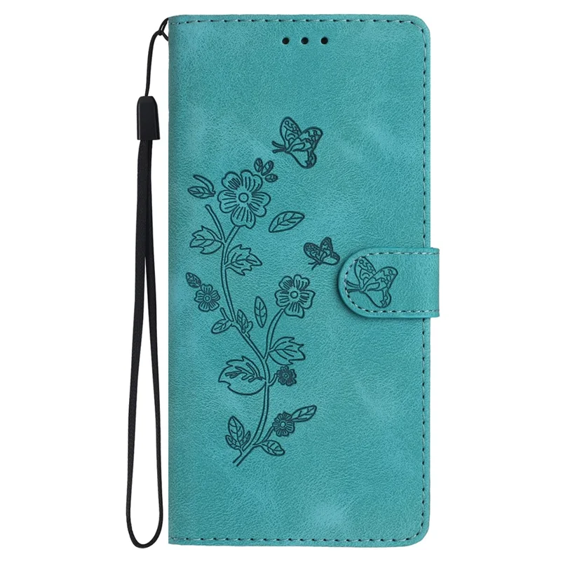 For OnePlus Nord 4 Case Leather Imprinted Flower Phone Cover Wallet with Wrist Strap - Sky Blue