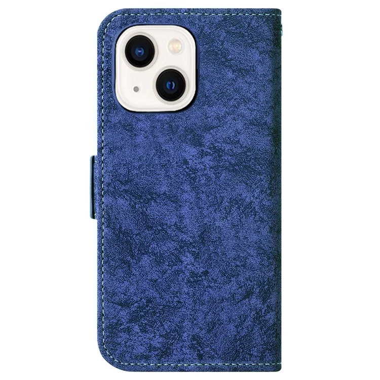 Para Iphone 14 Plus Pintura Aquática Pintura de Textura Capa Celular PU Couro de Couro Rotativo Slots Stand Stand Wallet Shell - Azul