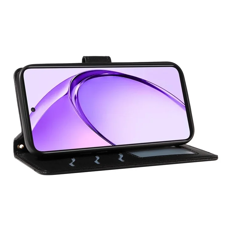 Para Oppo A3 Pro (Global) 5G Case Willet Rombus Cubierta de Teléfono de Cuero Con Correa Para el Hombro, Correa de Muñeca - Negro