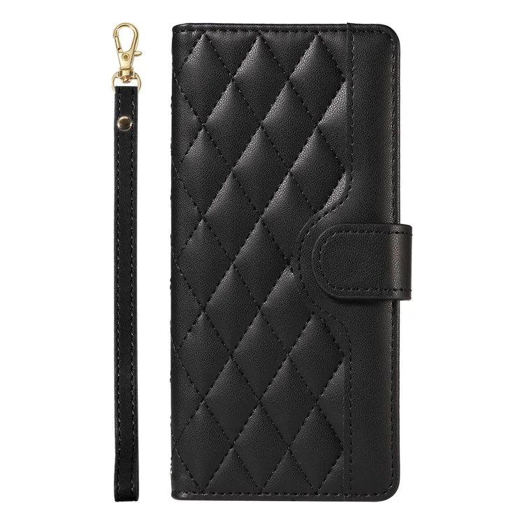 Para Oppo A3 Pro (Global) 5G Case Willet Rombus Cubierta de Teléfono de Cuero Con Correa Para el Hombro, Correa de Muñeca - Negro