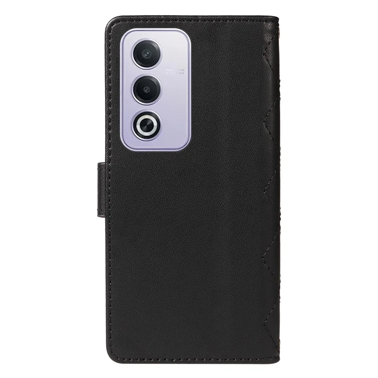 Para Oppo A3 Pro (Global) 5G Case Willet Rombus Cubierta de Teléfono de Cuero Con Correa Para el Hombro, Correa de Muñeca - Negro