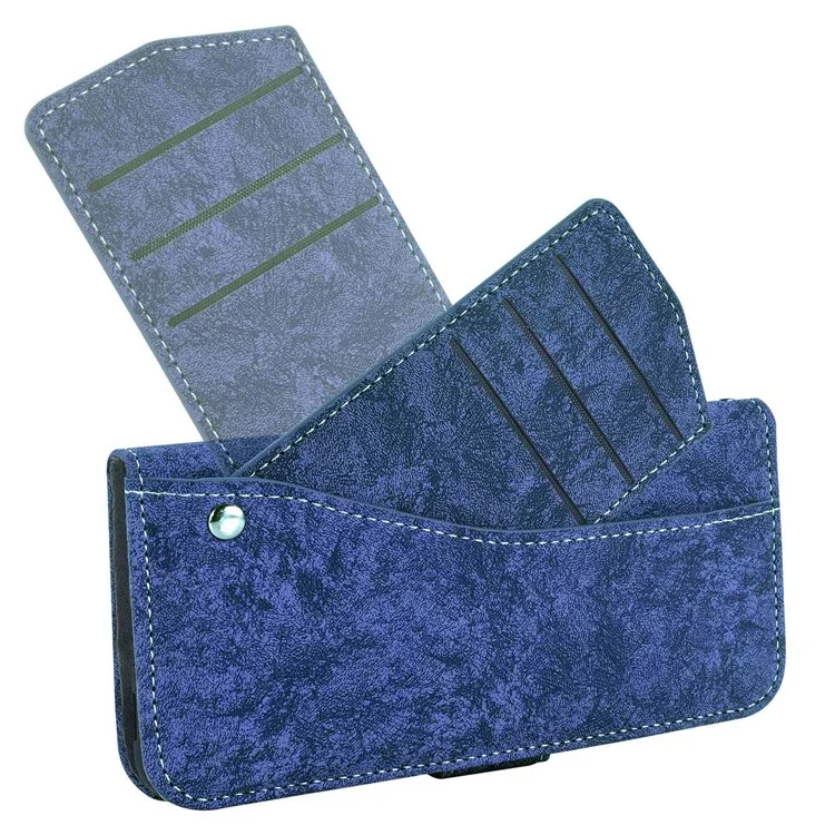 Mobile Phone Case Bag for iPhone 14 Pro Max, PU Leather Water-ink Painting Texture Rotating Card Slots Holder Stand Wallet Cover - Blue