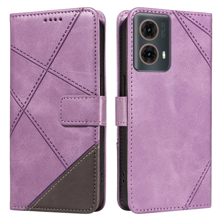 Для Motorola Moto G85 5G / S50 Neo 5g Case Case Geometric Line Cople Cople Cople Phollet с Ремешком Для Запястья - Фиолетовый