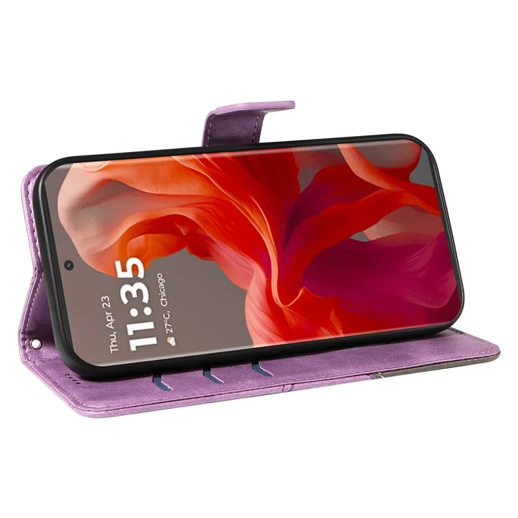 Для Motorola Moto G85 5G / S50 Neo 5g Case Case Geometric Line Cople Cople Cople Phollet с Ремешком Для Запястья - Фиолетовый