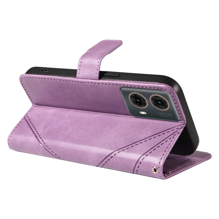 Для Motorola Moto G85 5G / S50 Neo 5g Case Case Geometric Line Cople Cople Cople Phollet с Ремешком Для Запястья - Фиолетовый