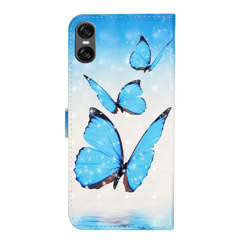 For Sony Xperia 10 VI Case 3D Creative Pattern PU Leather Stand Phone Cover - Three Butterflies