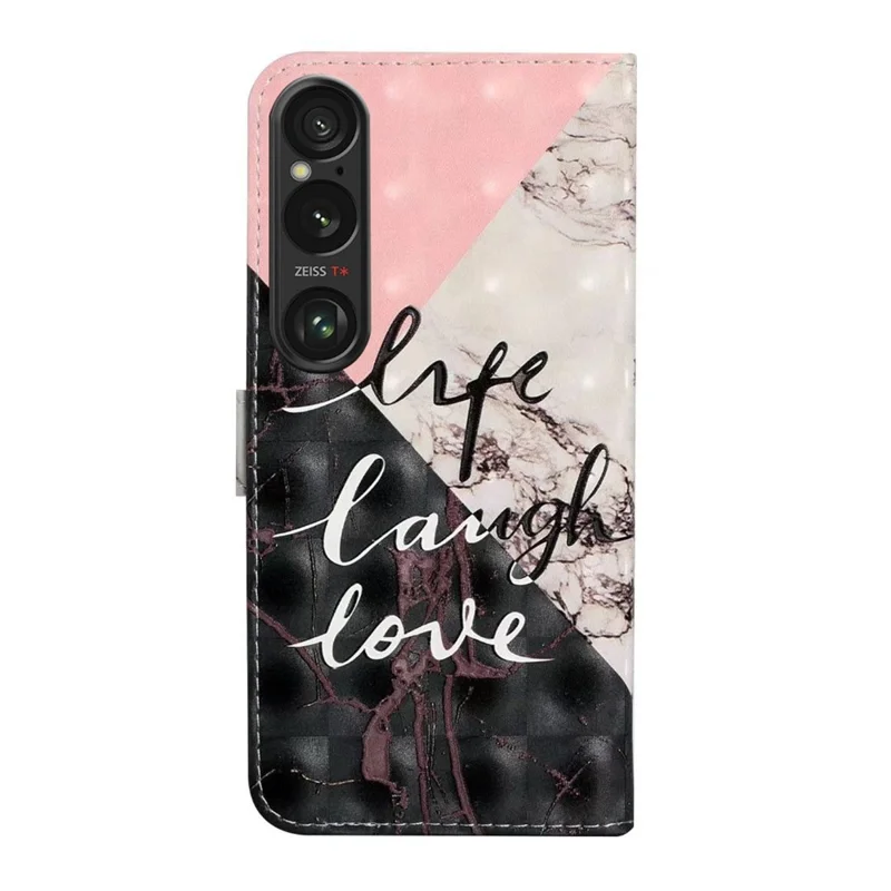 For Sony Xperia 1 VI Case 3D Creative Pattern PU Leather Stand Phone Cover - Tri-Color Marble