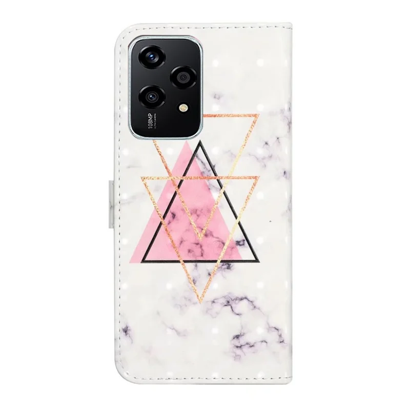 Для Чести 200 Lite Case 3D Creative Pattern pu Кожаная Подставка Для Телефона - Треугольник Мрамор
