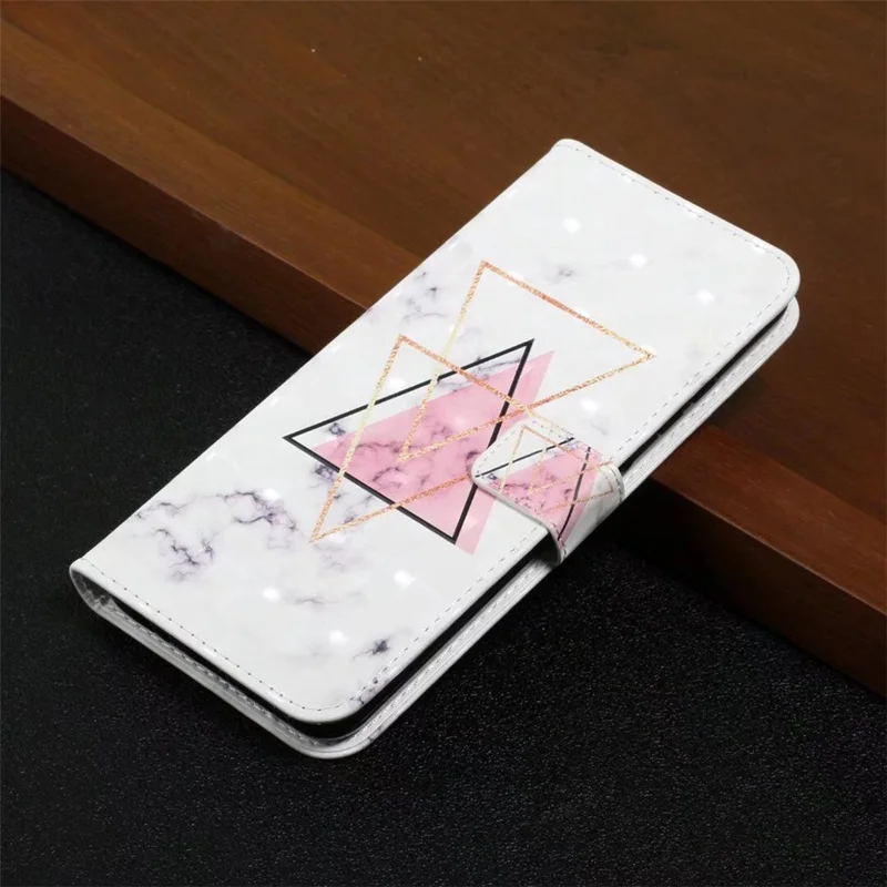 Для Чести 200 Lite Case 3D Creative Pattern pu Кожаная Подставка Для Телефона - Треугольник Мрамор