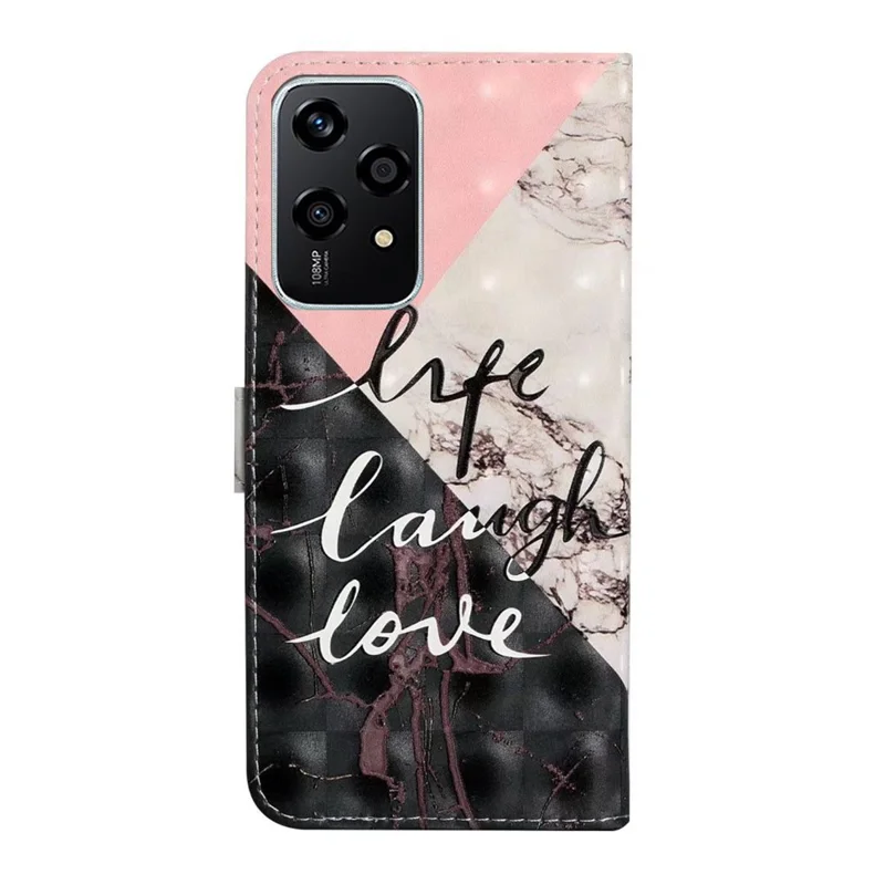 For Honor 200 Lite Case 3D Creative Pattern PU Leather Stand Phone Cover - Tri-Color Marble