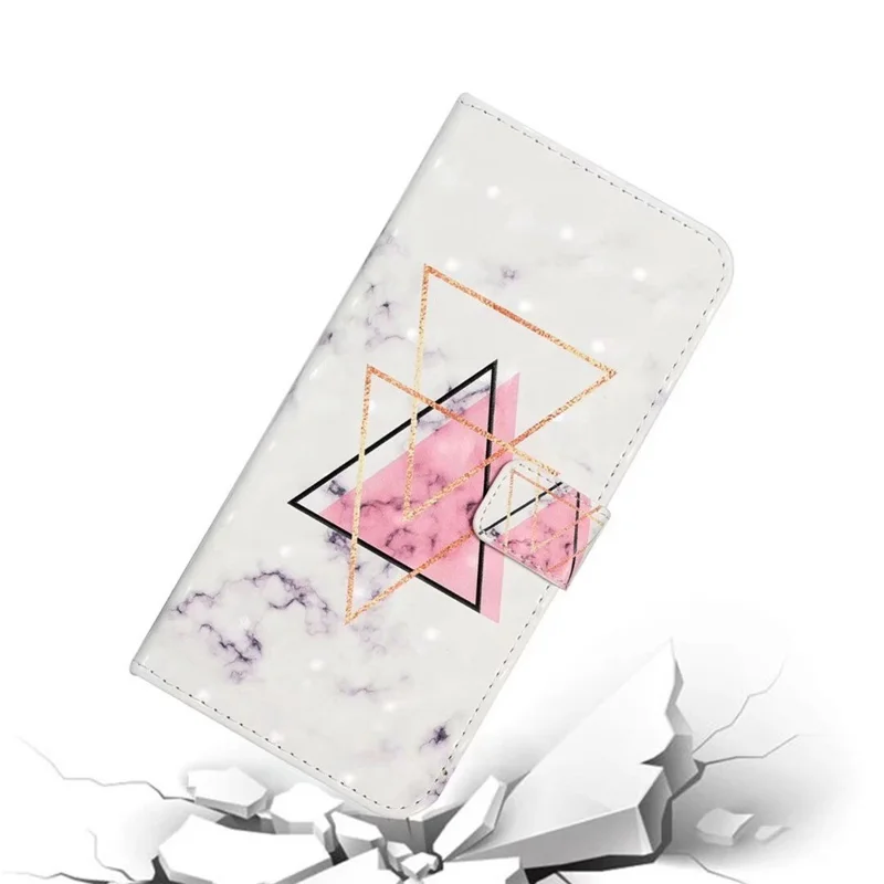 For Honor 200 5G Case 3D Creative Pattern PU Leather Stand Phone Cover - Triangle Marble