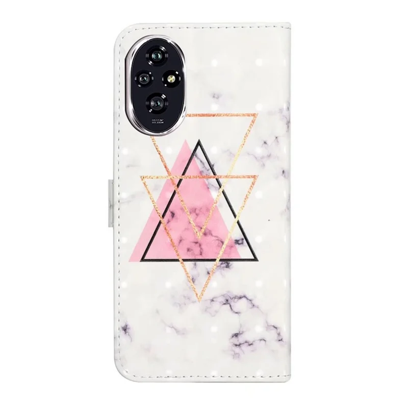 For Honor 200 5G Case 3D Creative Pattern PU Leather Stand Phone Cover - Triangle Marble