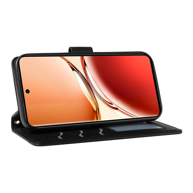 Para Oppo Reno12 F 5G Case Wallet Rhombus Leather Phone Cover com Alça de Ombro, Alça de Pulso - Preto