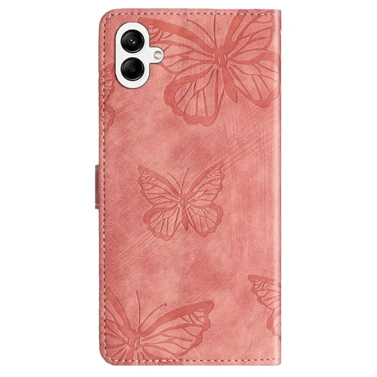 Para Samsung Galaxy A06 Caixa Butterfly Design Flip Wallet Cheather Phone Toupe Touch - Rosa