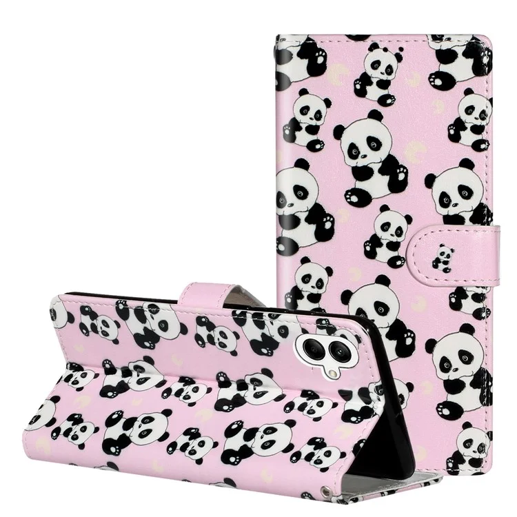 Per Samsung Galaxy A06 Case Pattern Leather Wallet Phone Cover con porta carte - Panda
