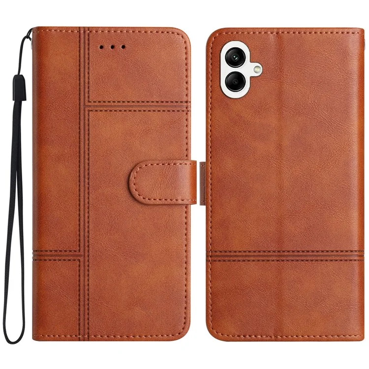 Für Samsung Galaxy A06 Case Line bedrucktes PU-Leder-Wallet-Handyhülle - Braun